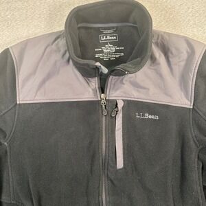 LL Bean Polartec Wind Pro Fleece Jacket Mens L Black Grey Hybrid Full Zip OJMW5